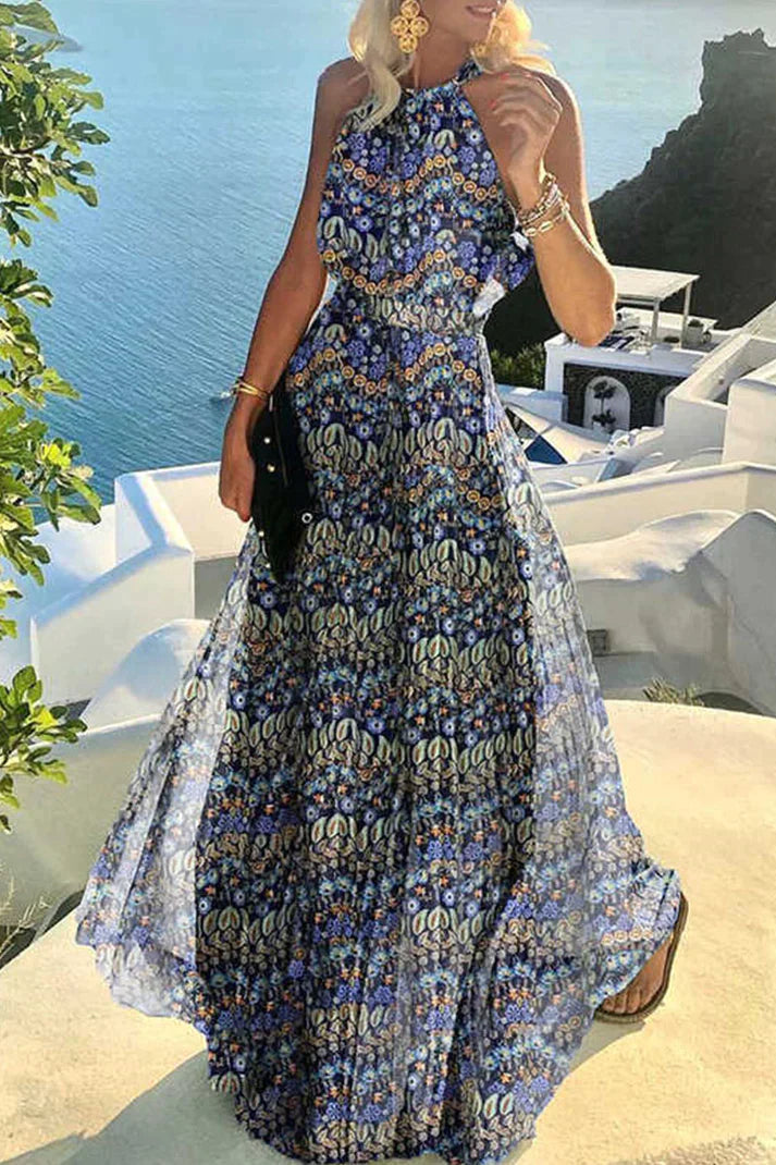 Roselyn Polka Dot Halter Neck Maxi Dress