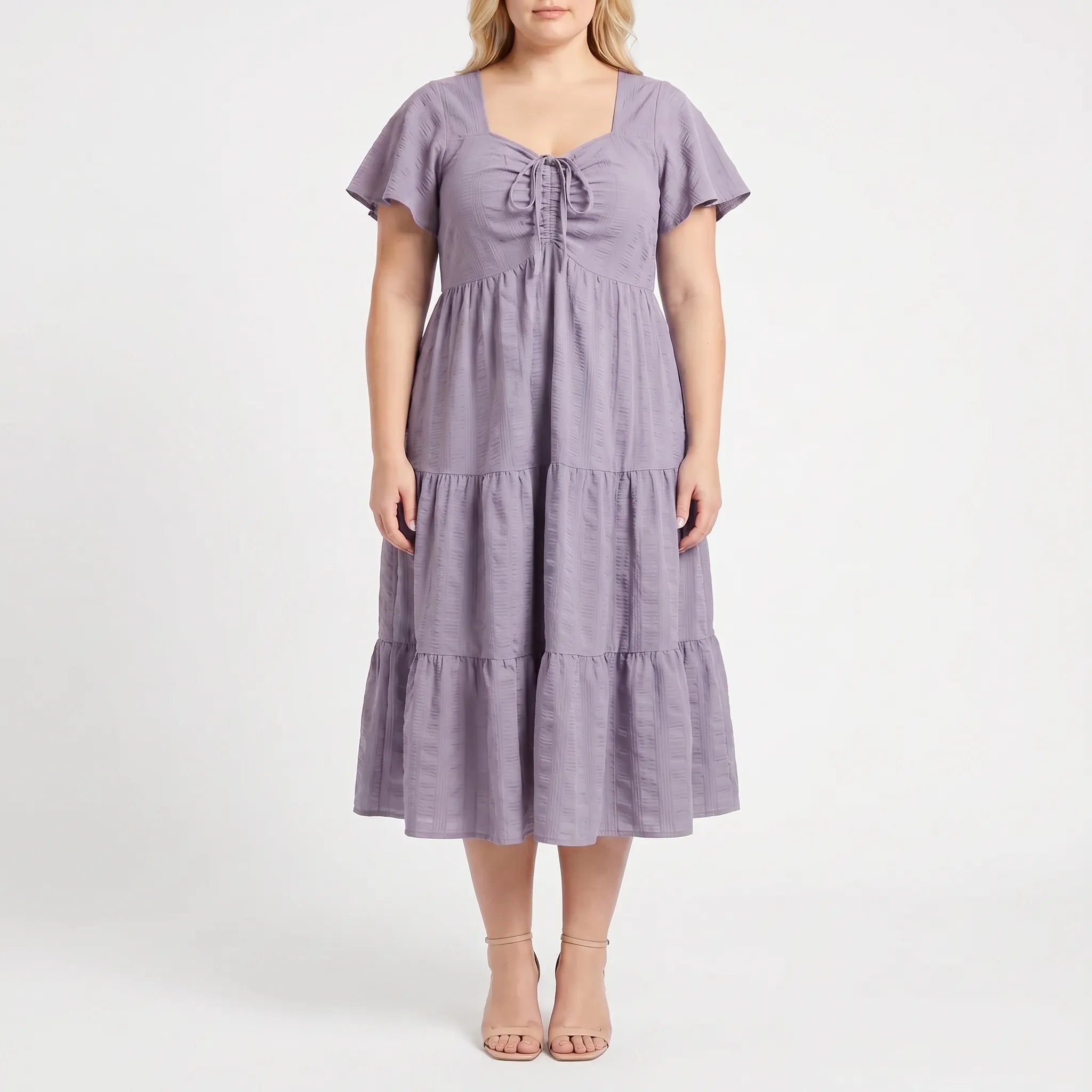 Bellina Tiered Ruffle Midi Dress With Pockets