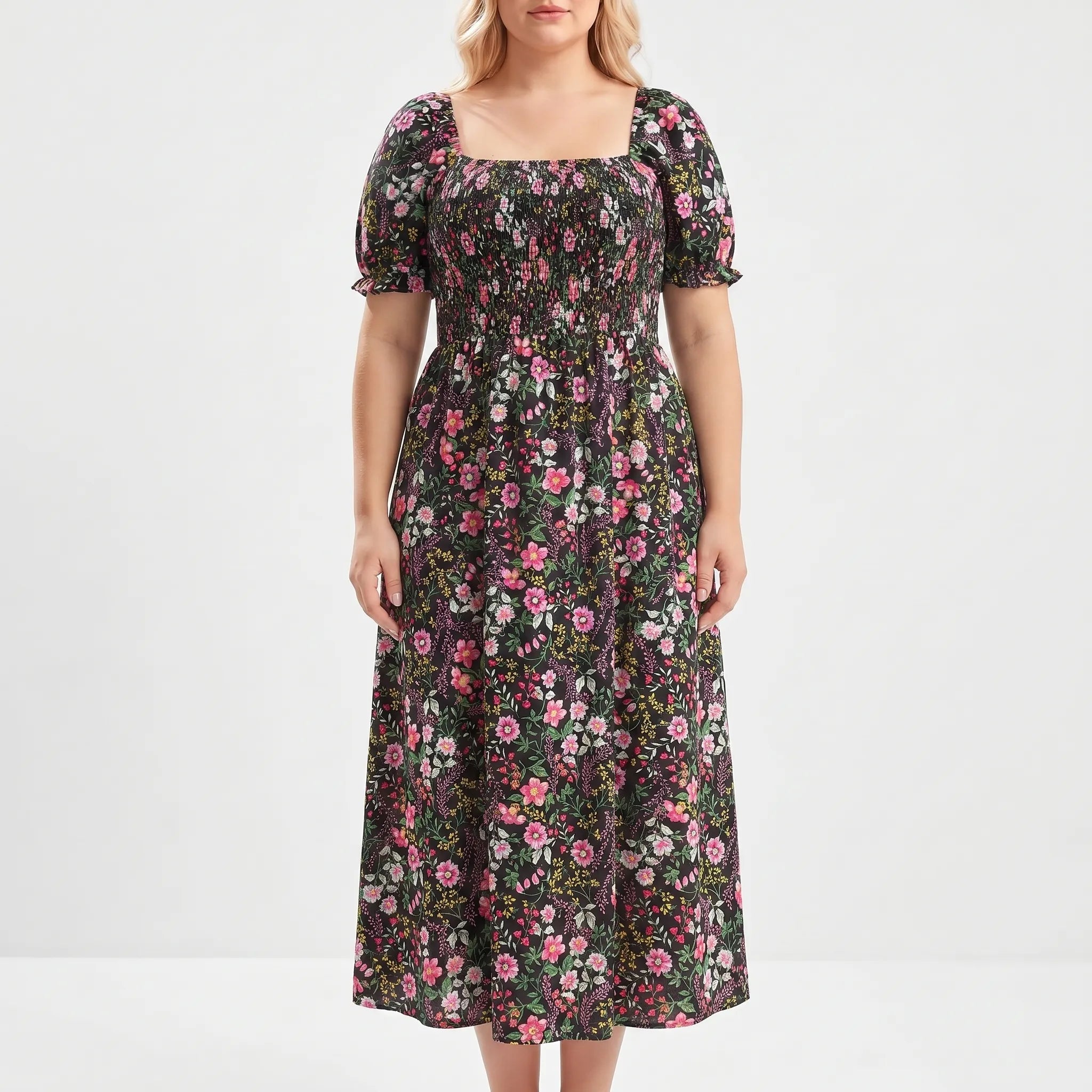 Rosalind Shirred Bodice Floral Maxi Dress