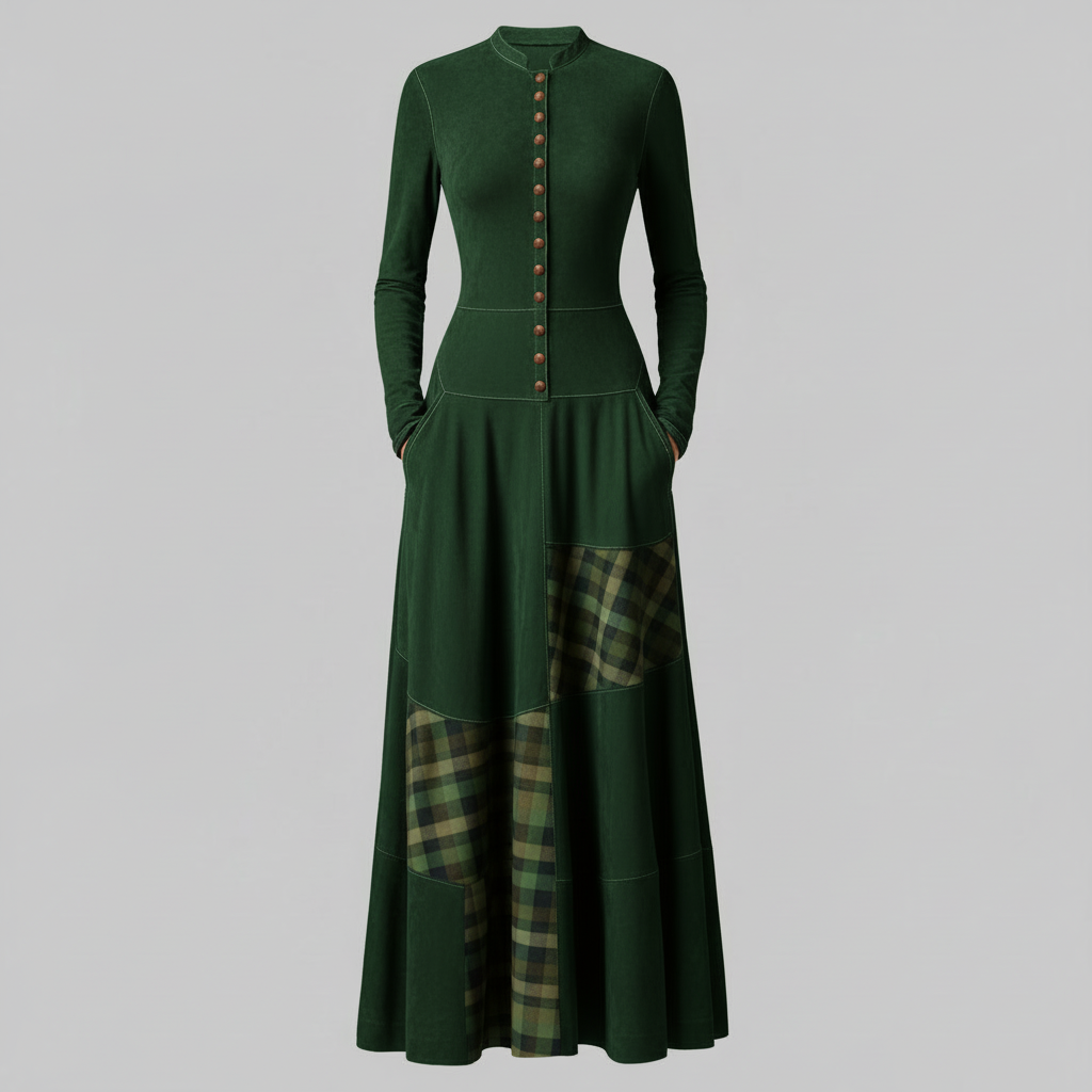 Callista Plaid Suede Maxi Dress