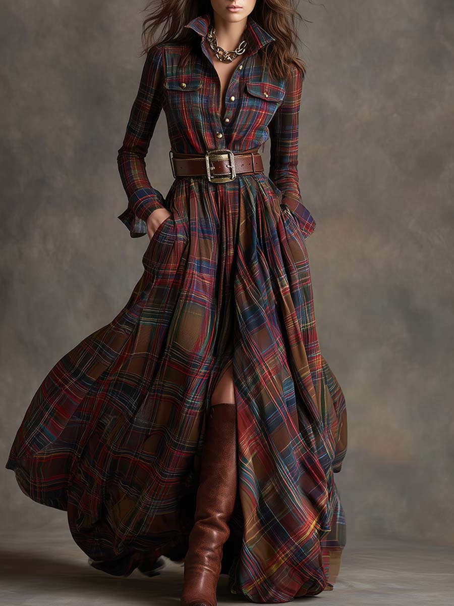 Belmont Plaid Long Sleeve Maxi Shirt Dress