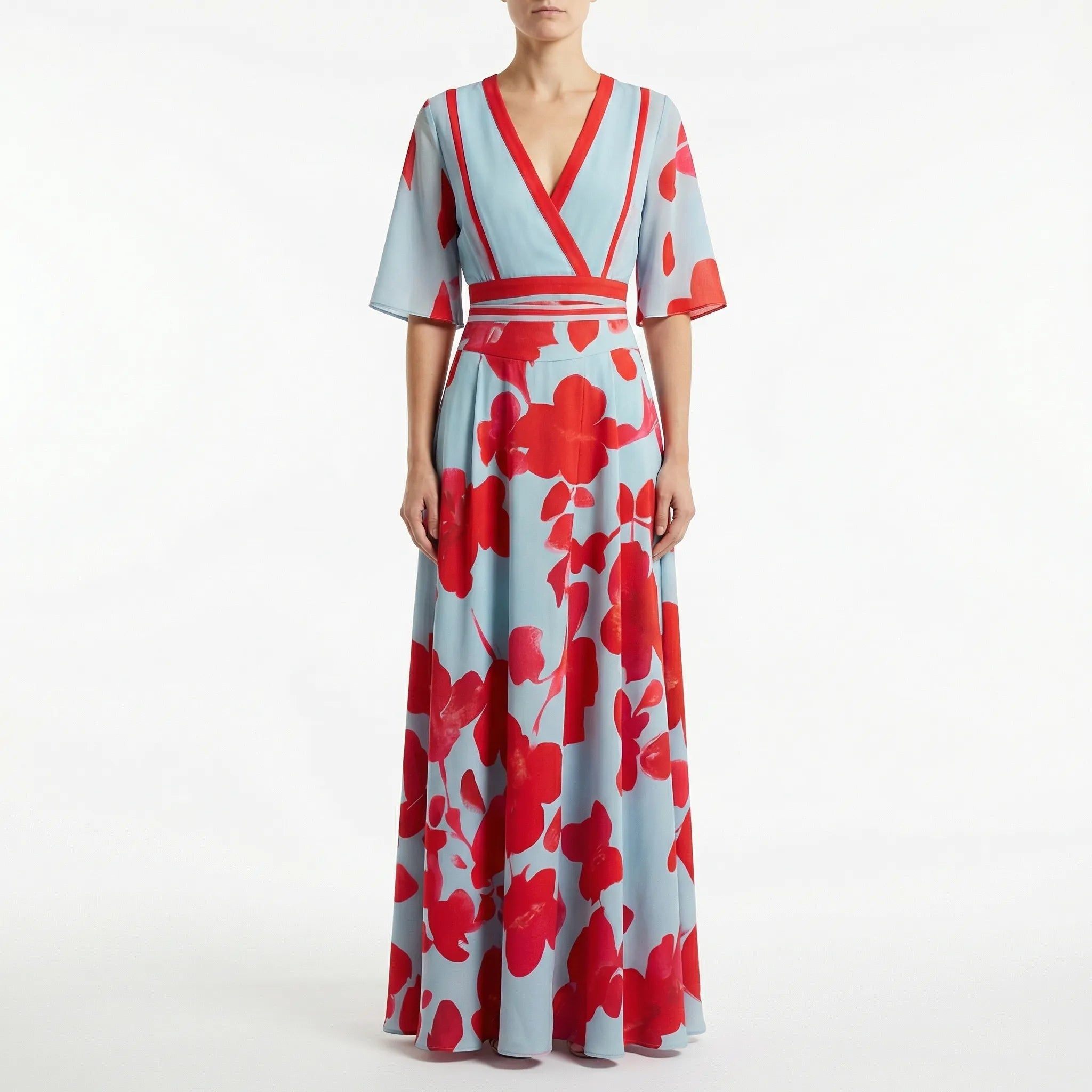 Florina Floral Print V-Neck Maxi Dress