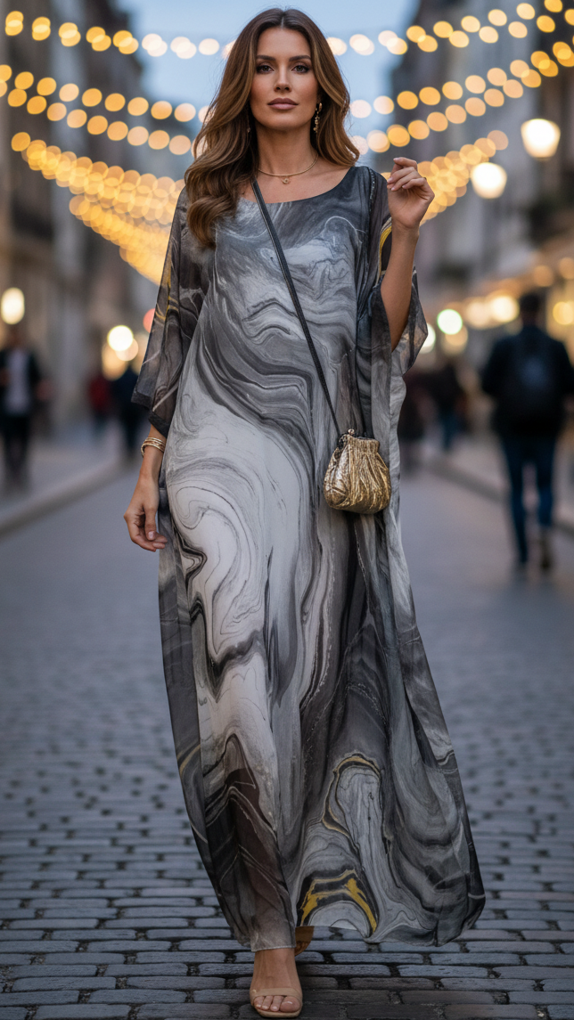 Solenne Batwing Kaftan Maxi Dress
