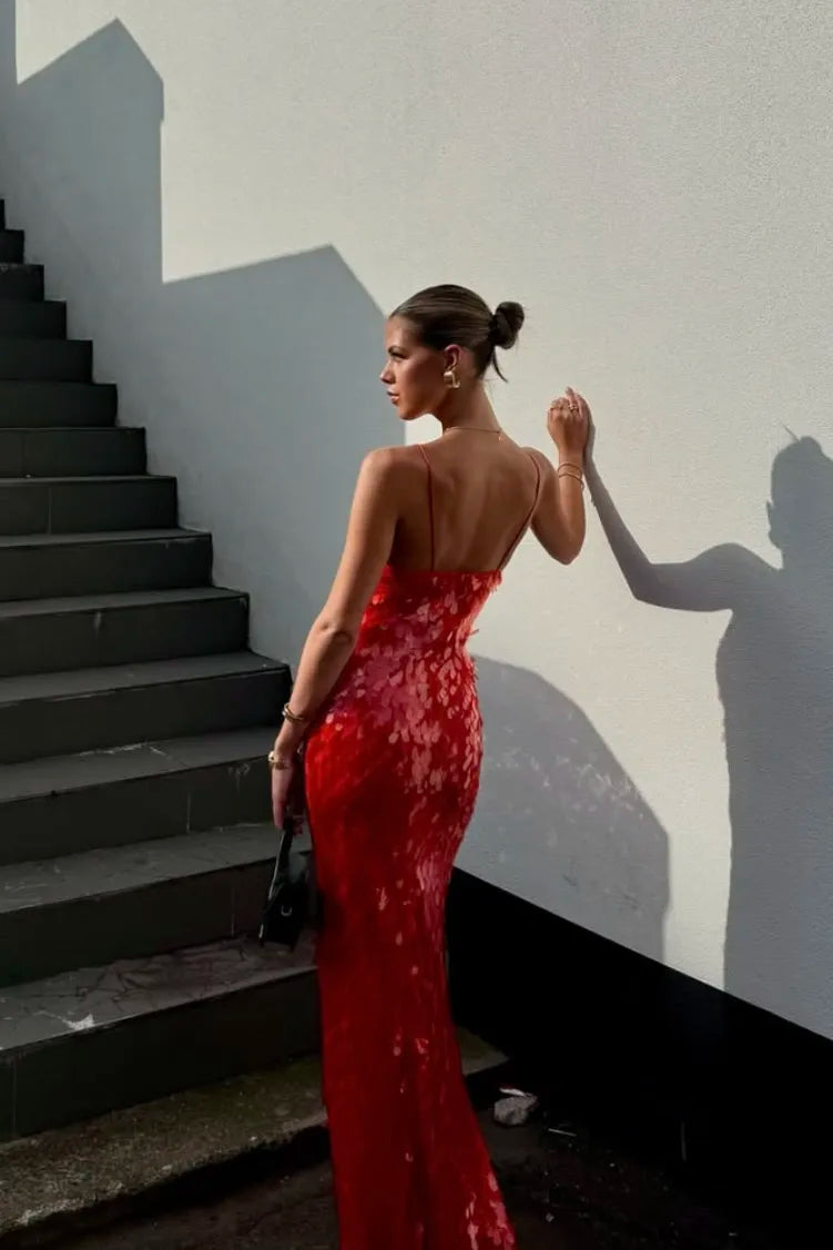 Selene V-Neck Backless Maxi Dress