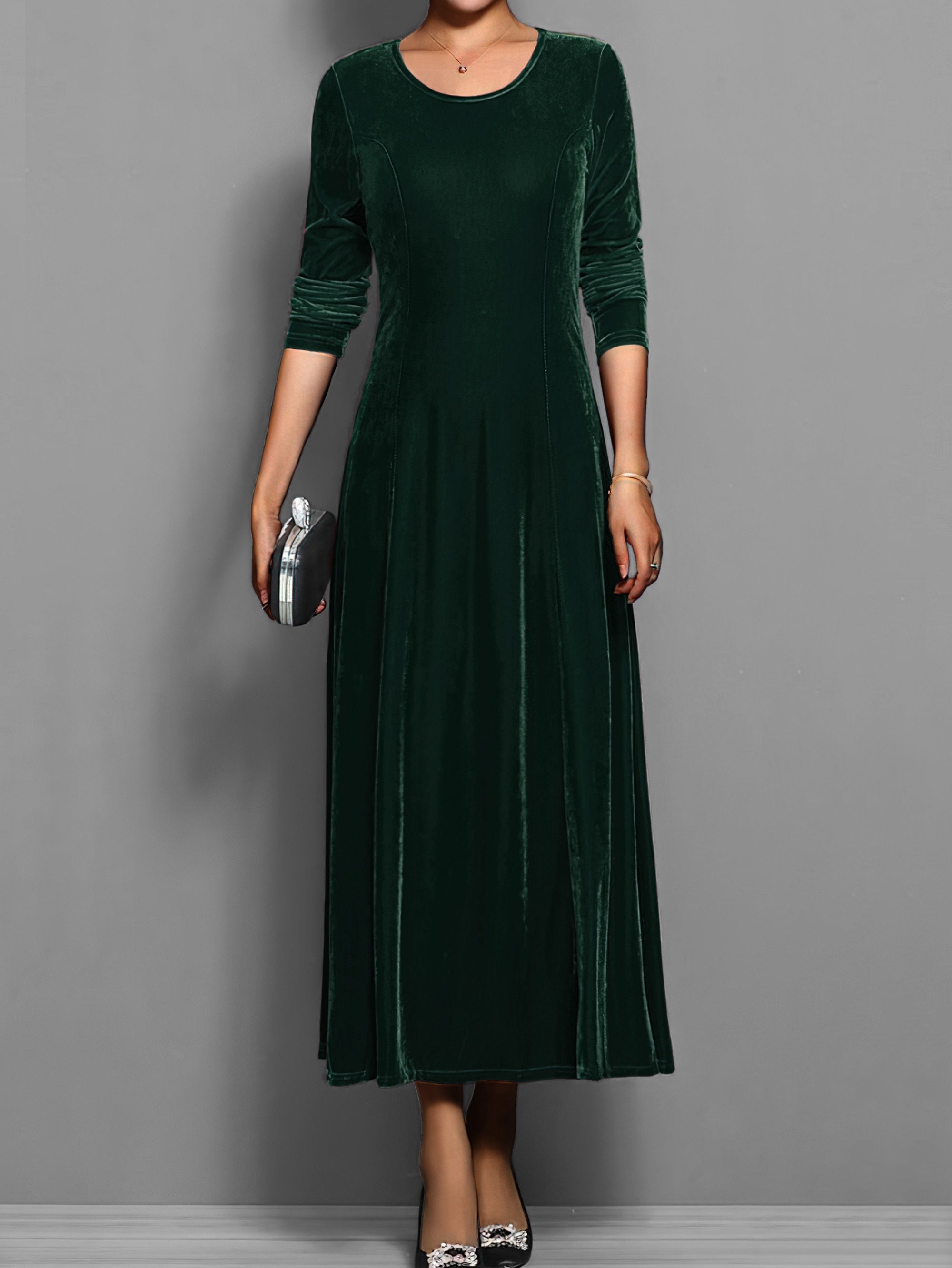 Delphine Round Neck Long Sleeve Maxi Dress