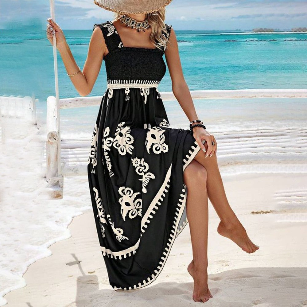 Calista Square Neck Printed Maxi Dress
