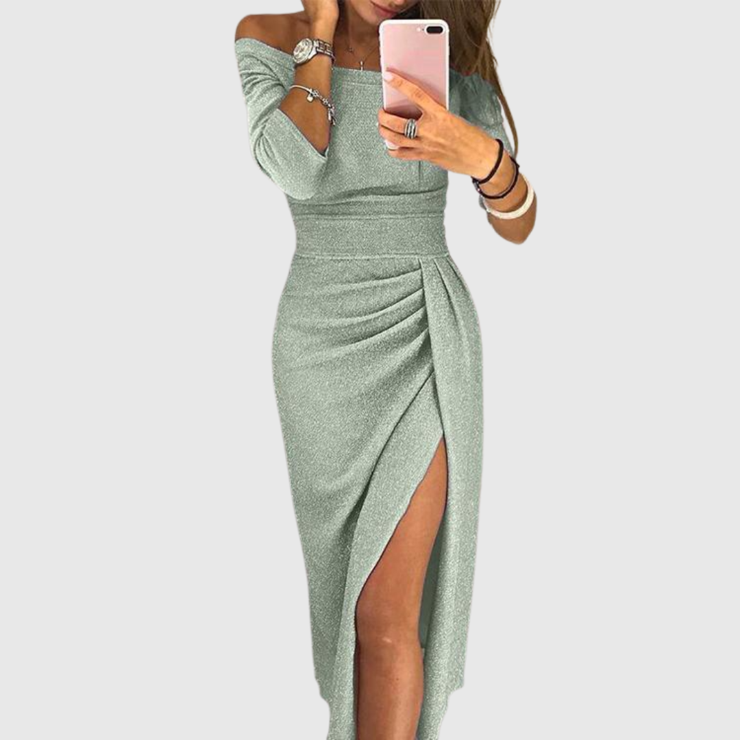 Carmela Off Shoulder Long Sleeve Maxi Dress