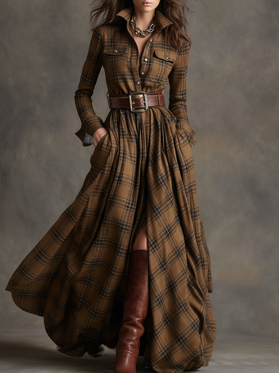 Belmont Plaid Long Sleeve Maxi Shirt Dress