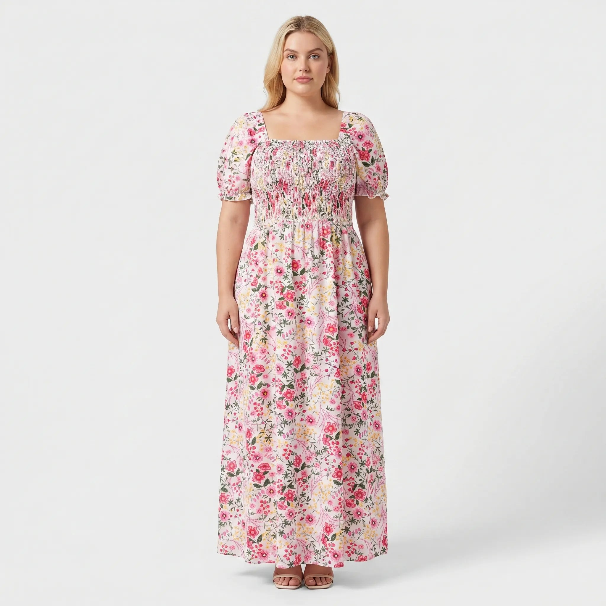 Rosalind Shirred Bodice Floral Maxi Dress