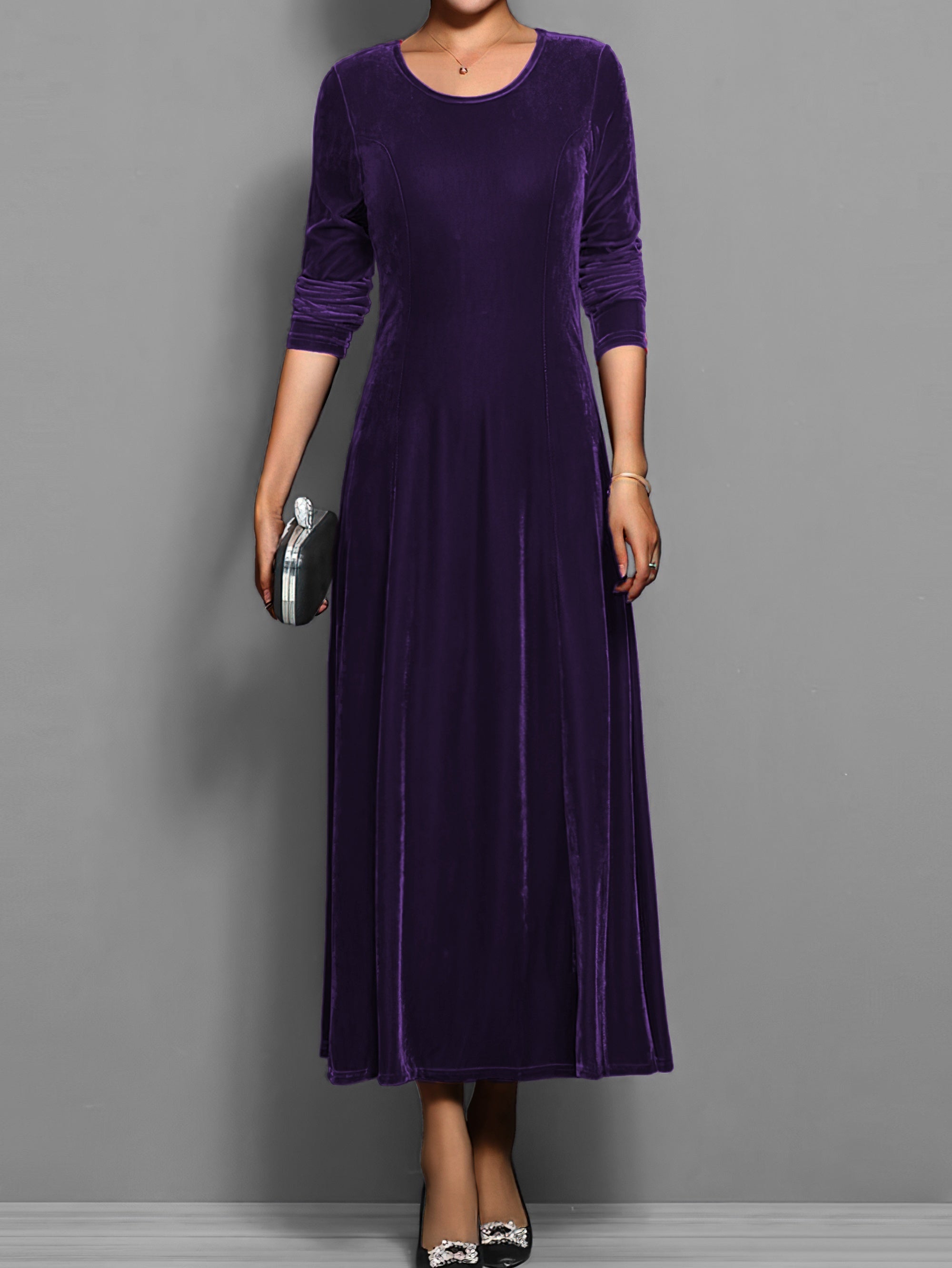 Delphine Round Neck Long Sleeve Maxi Dress