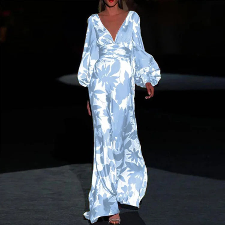 Rosella Floral V-Neck Wrap Maxi Dress