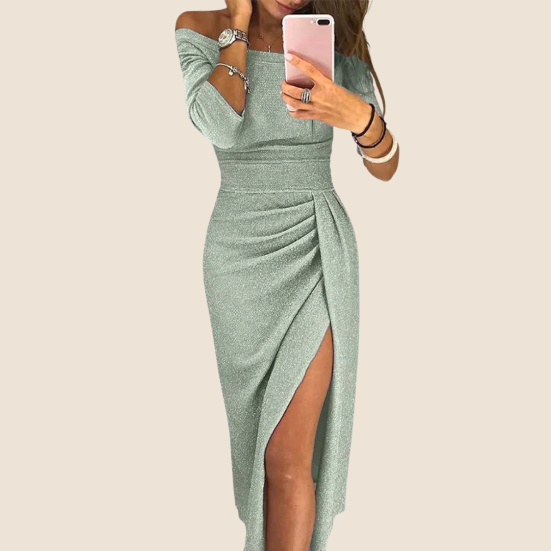 Carmela Off Shoulder Long Sleeve Maxi Dress
