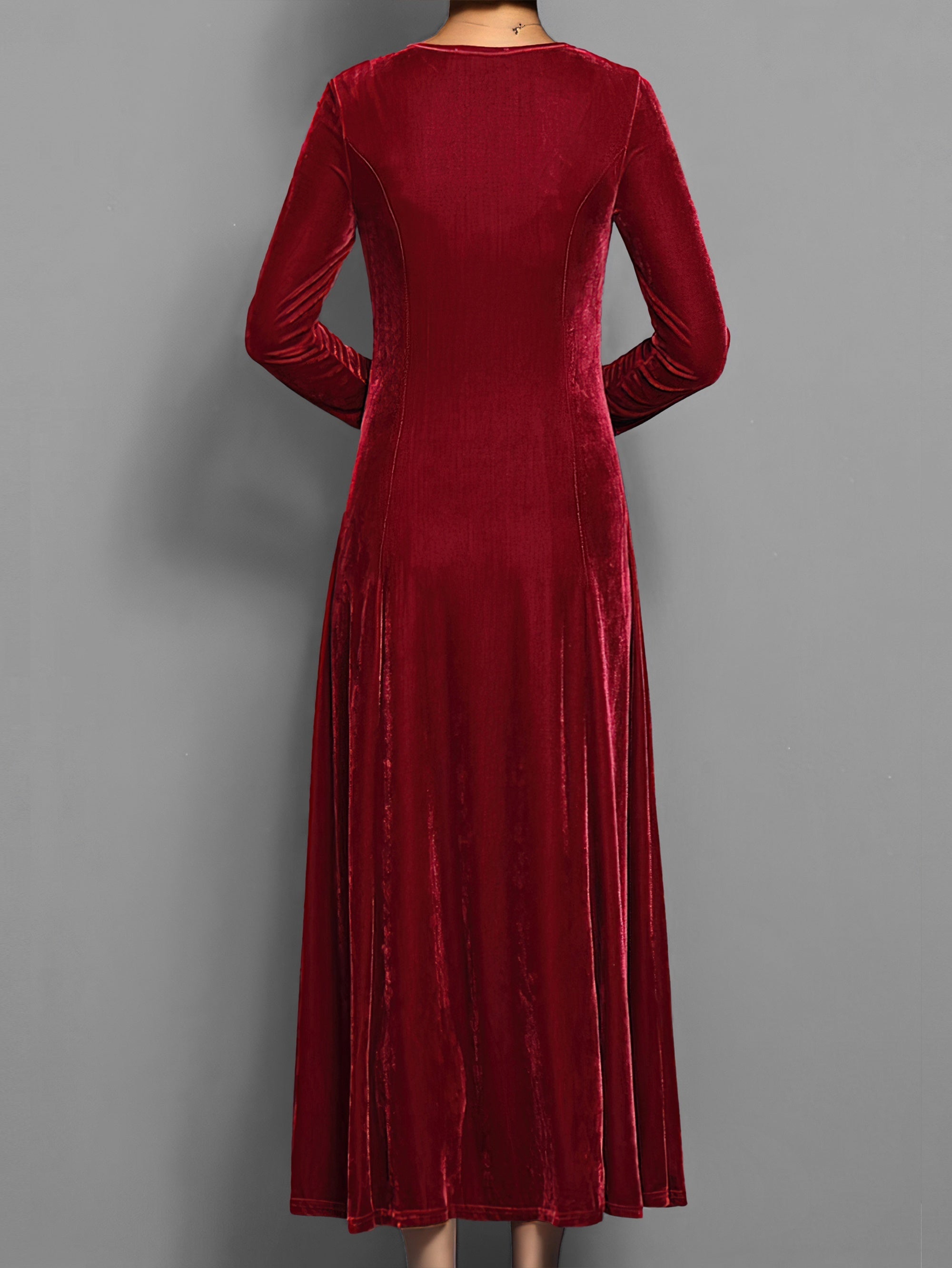 Delphine Round Neck Long Sleeve Maxi Dress