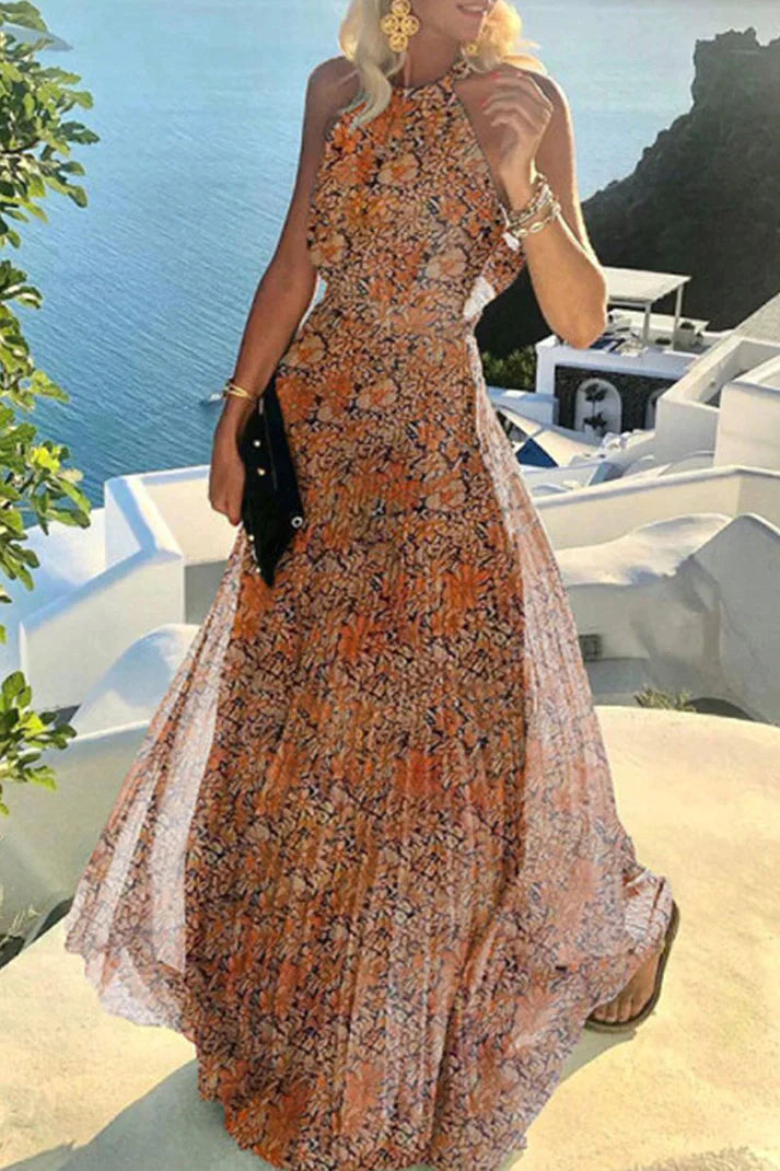Roselyn Polka Dot Halter Neck Maxi Dress
