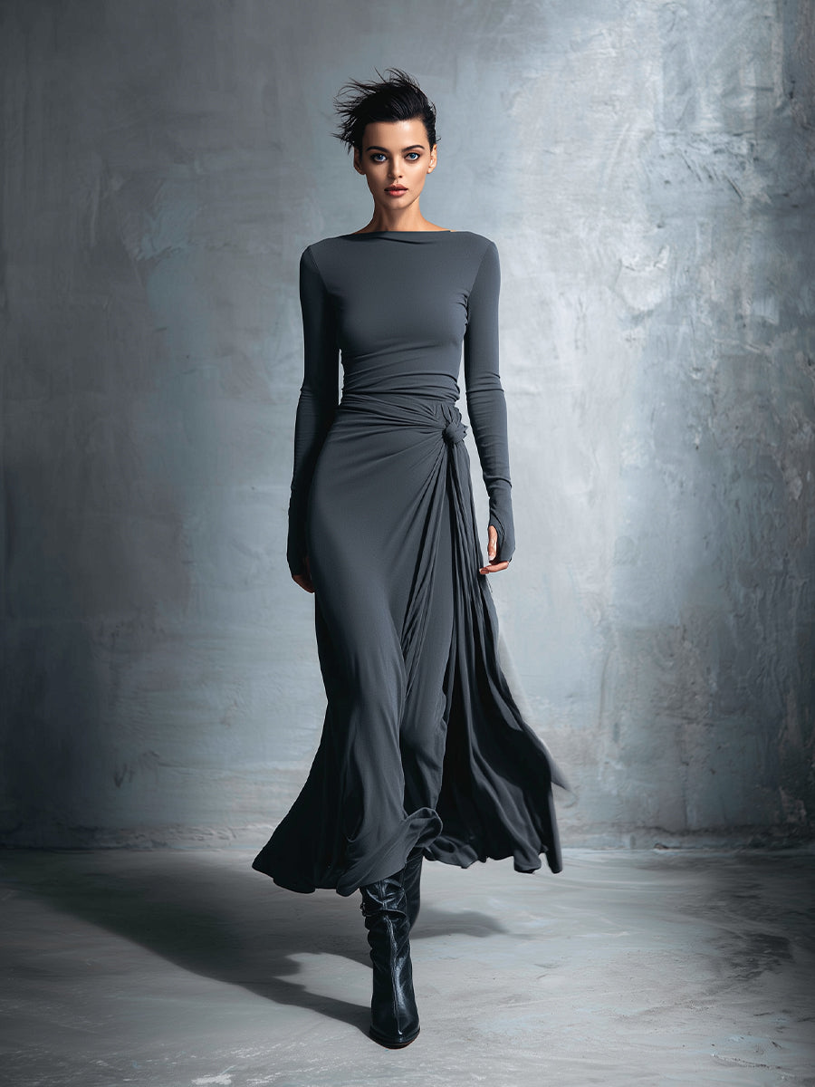 Violette Long Sleeve Wrap Maxi Dress