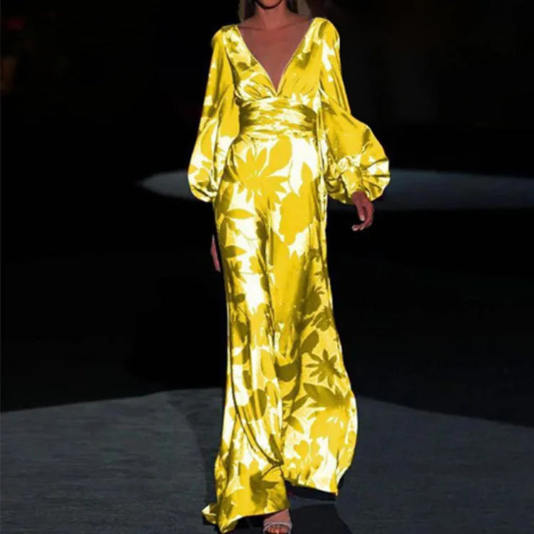 Rosella Floral V-Neck Wrap Maxi Dress