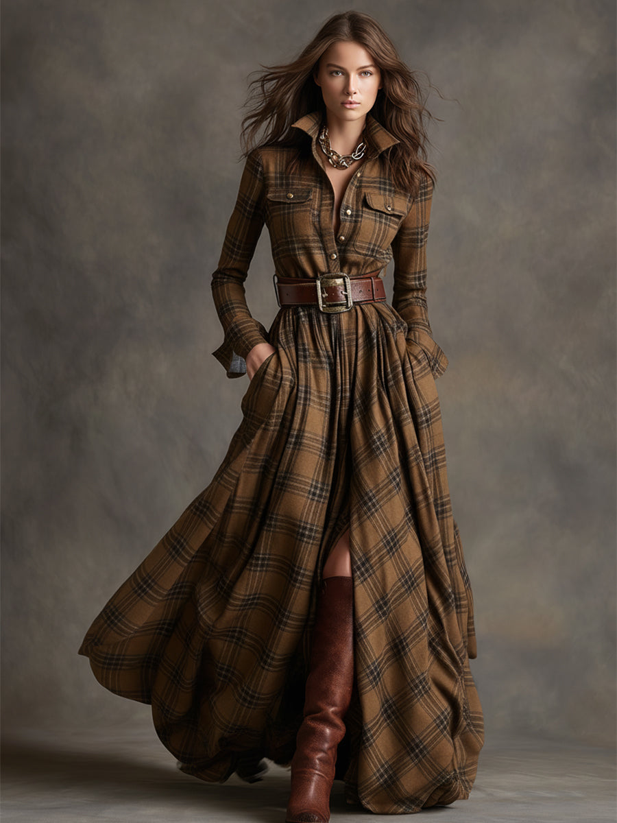 Belmont Plaid Long Sleeve Maxi Shirt Dress