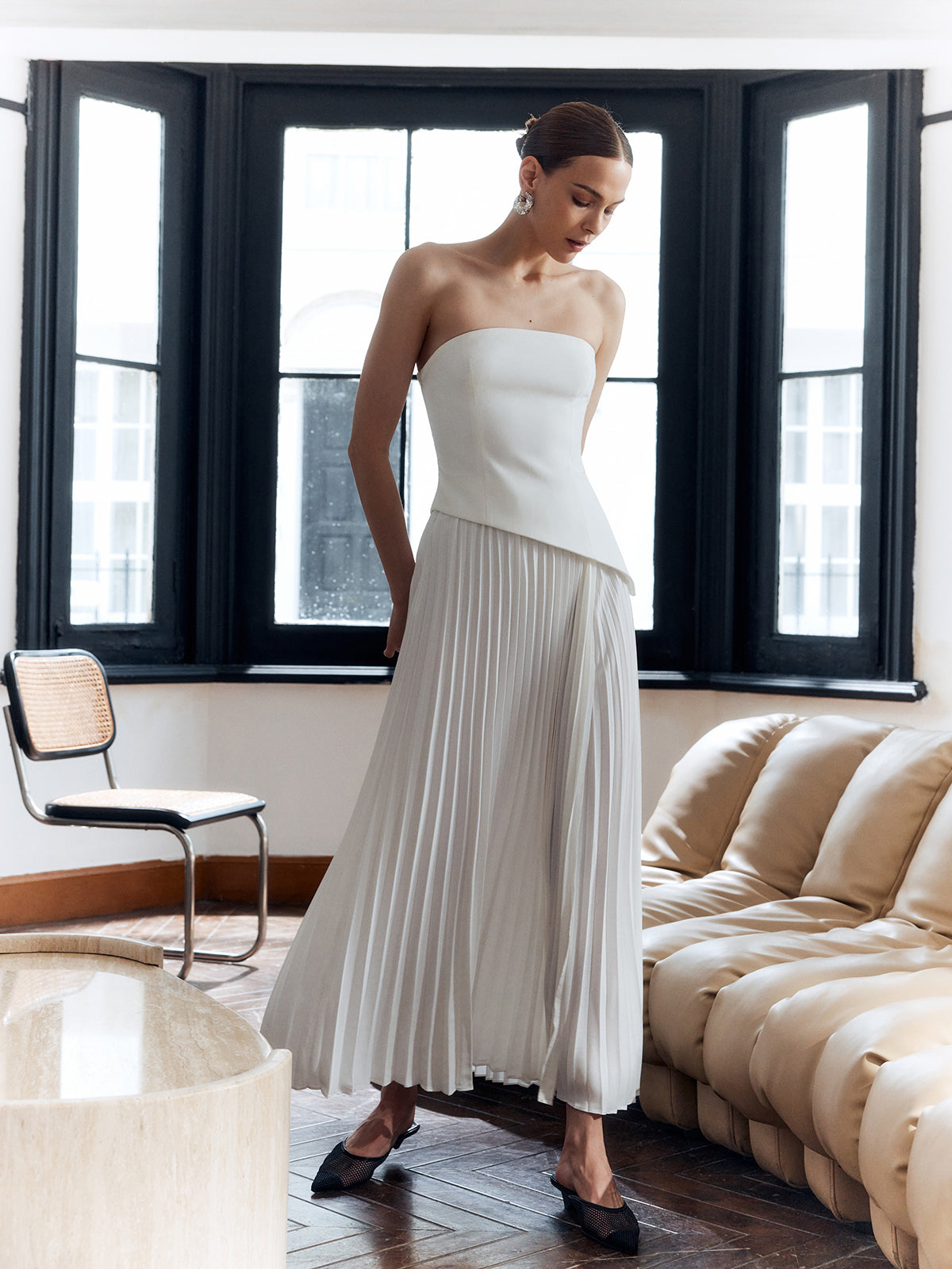 Francesca Strapless Pleated Maxi Dress