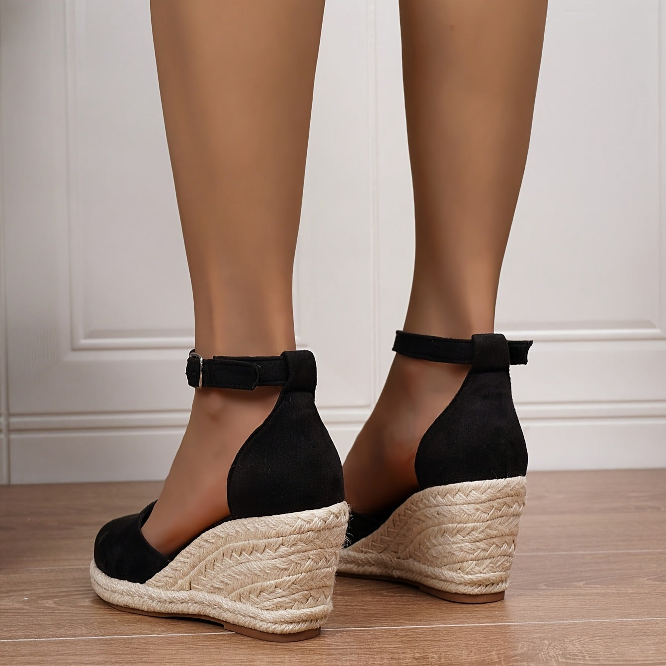 Ravenna Wedge Espadrille Sandals With Buckle Ankle Strap