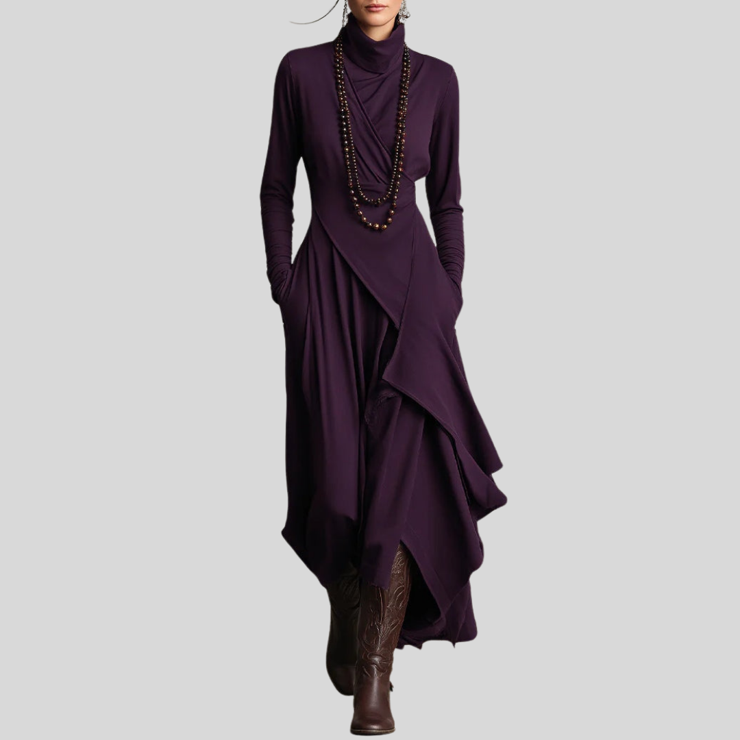 Bellamy Mock Turtleneck Long Sleeve Maxi Dress