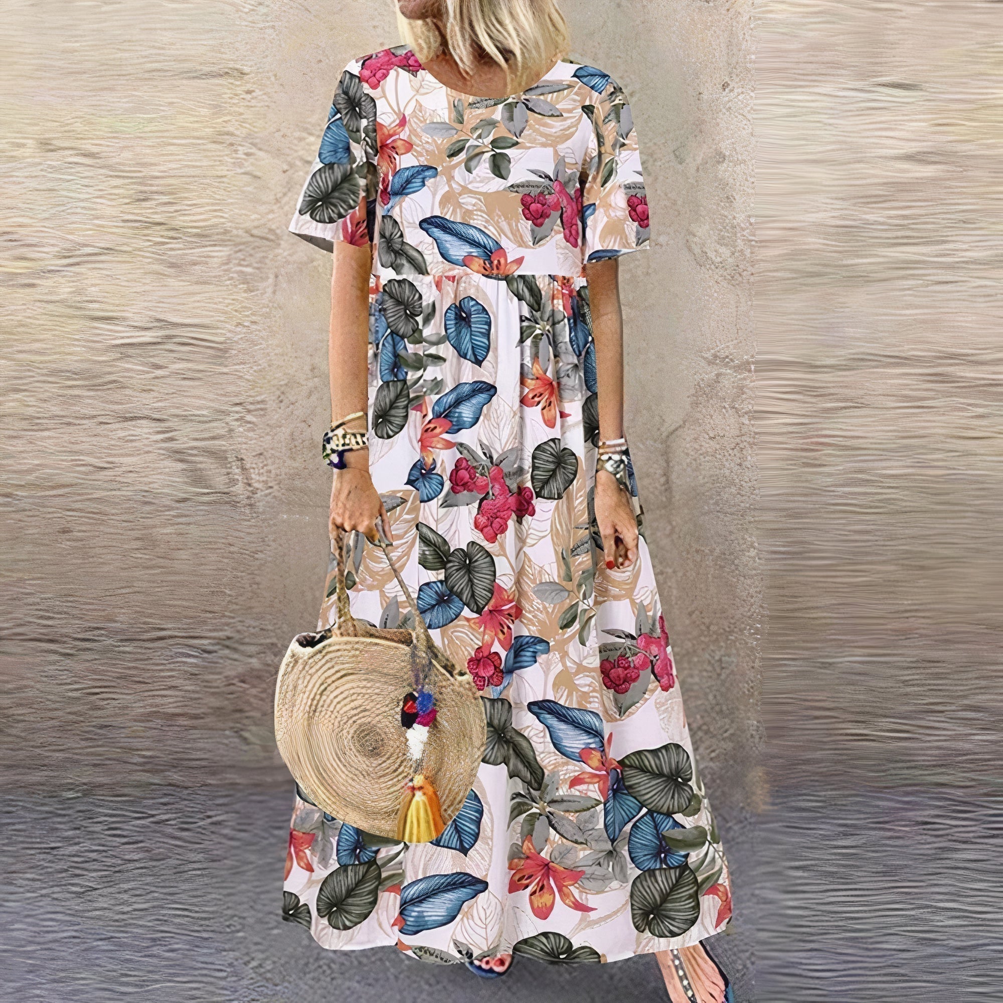 Florina Women's Floral Short Sleeve Maxi Dress