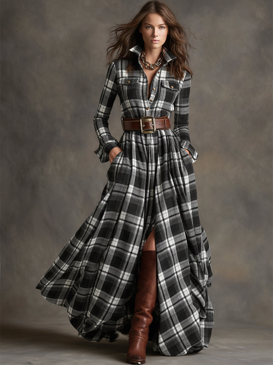 Belmont Plaid Long Sleeve Maxi Shirt Dress