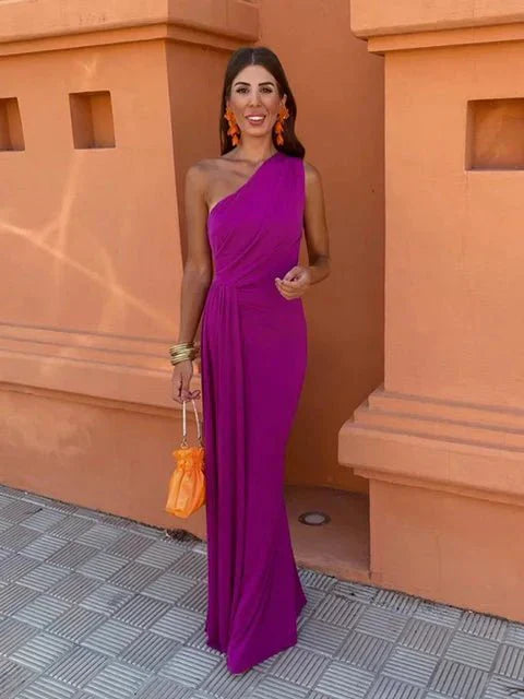 Sancia One Shoulder Orange Maxi Dress