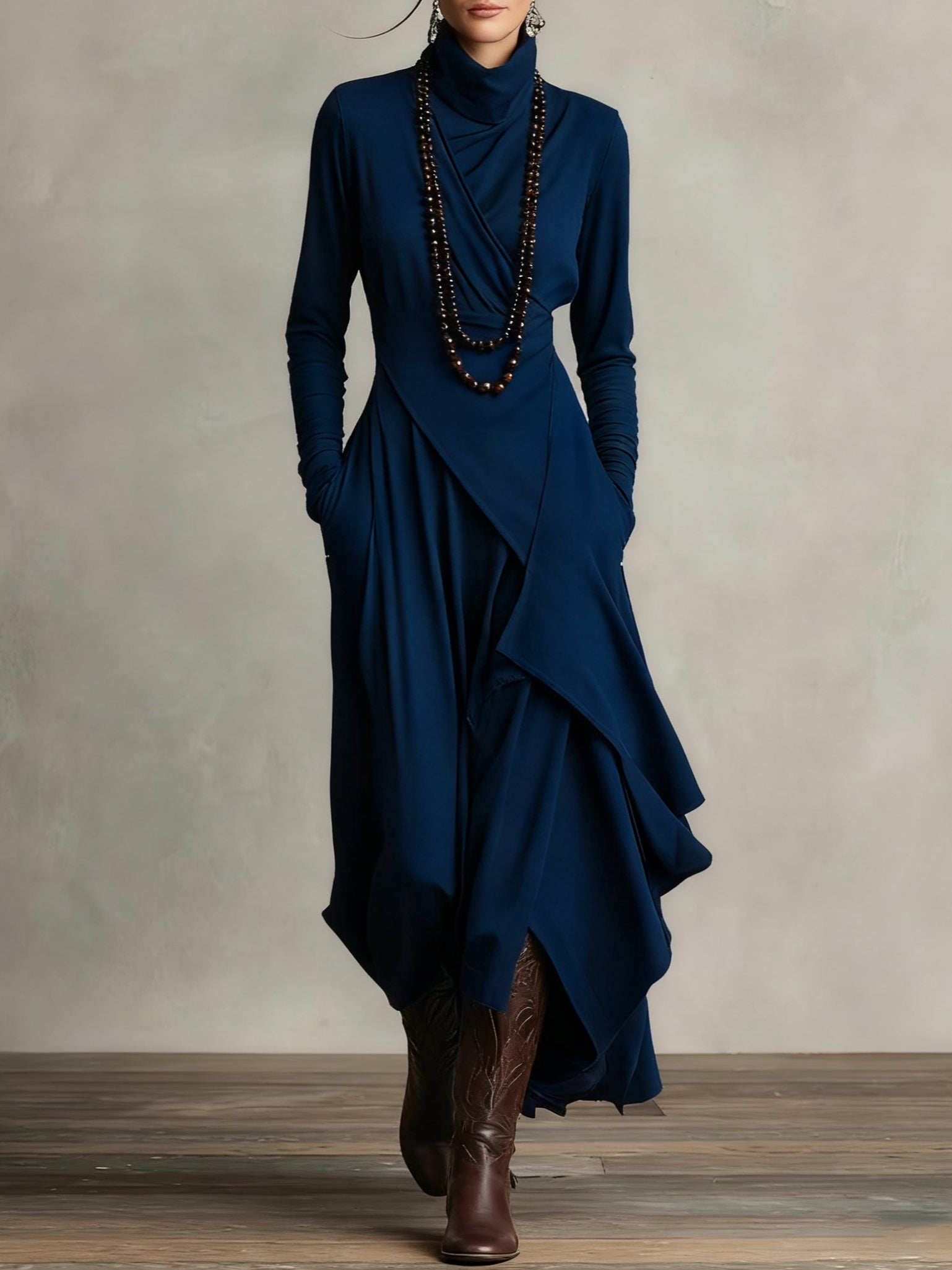 Bellamy Mock Turtleneck Long Sleeve Maxi Dress