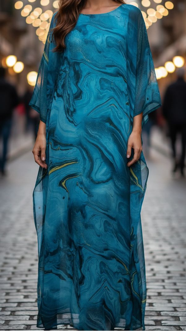 Solenne Batwing Kaftan Maxi Dress