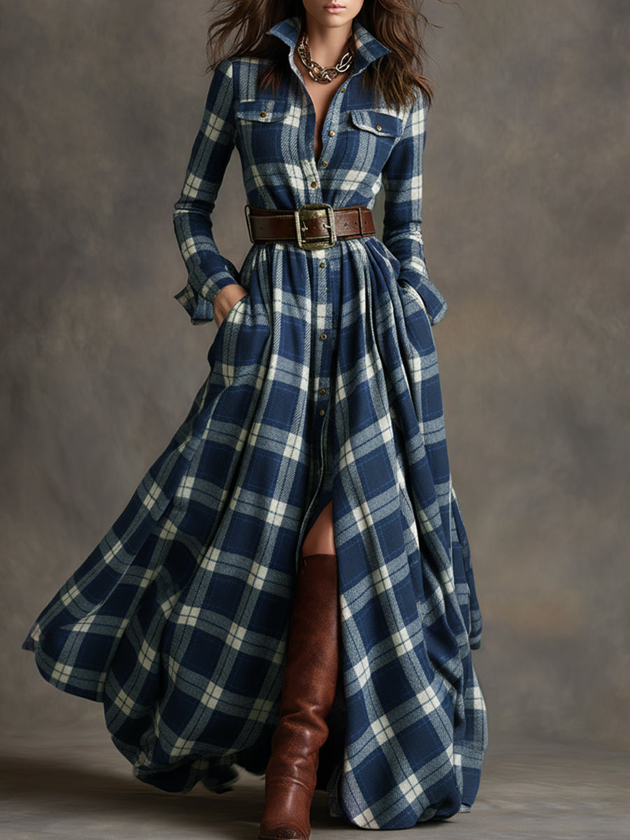 Belmont Plaid Long Sleeve Maxi Shirt Dress