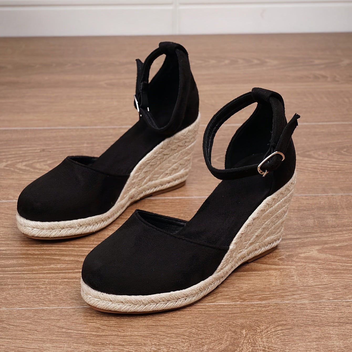 Ravenna Wedge Espadrille Sandals With Buckle Ankle Strap