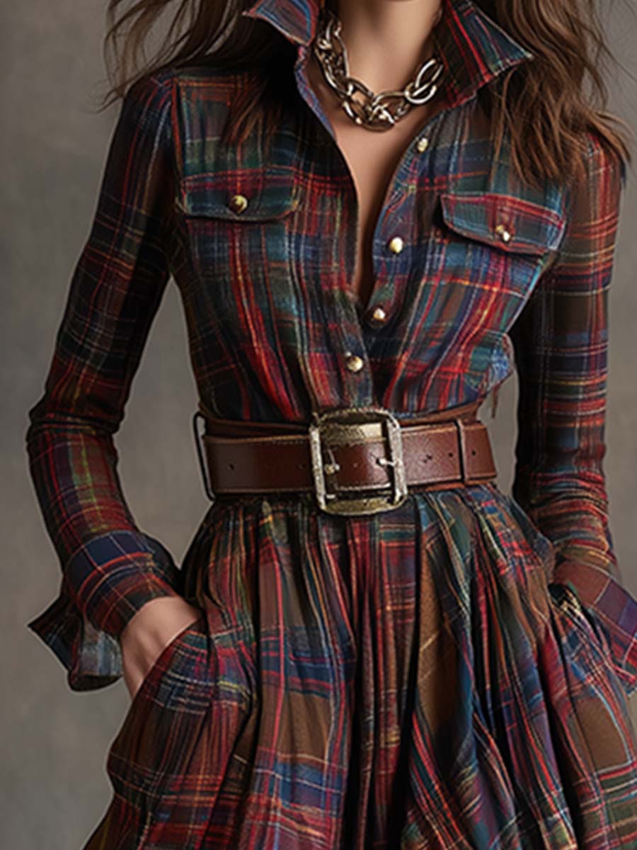 Belmont Plaid Long Sleeve Maxi Shirt Dress