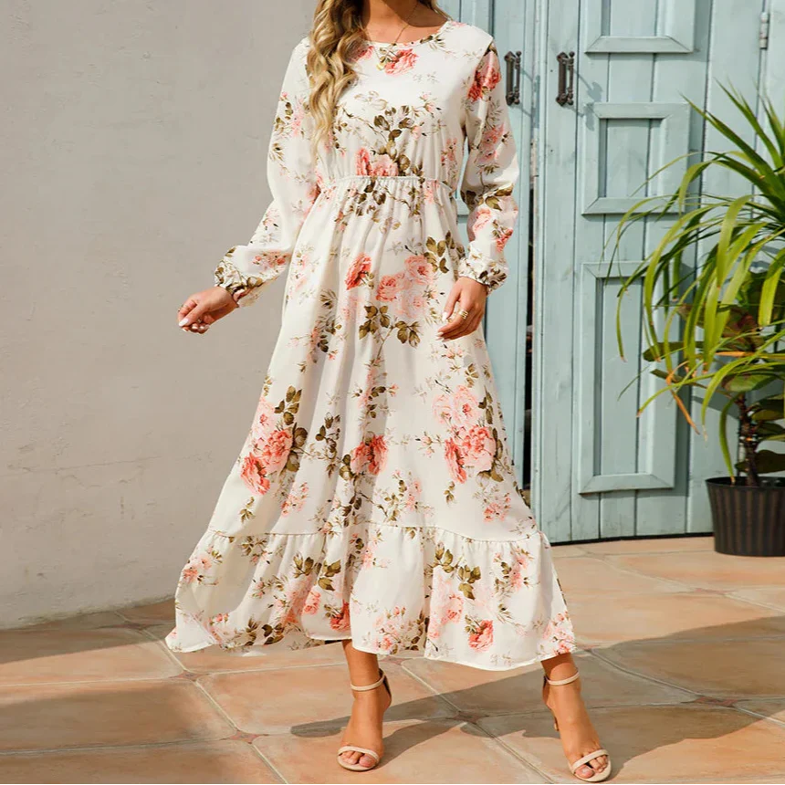 Rosette Women's Floral Long Sleeve Maxi Dress