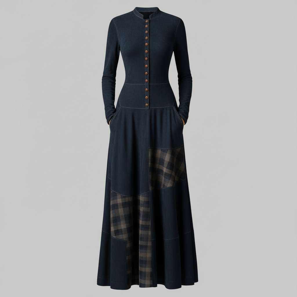 Callista Plaid Suede Maxi Dress