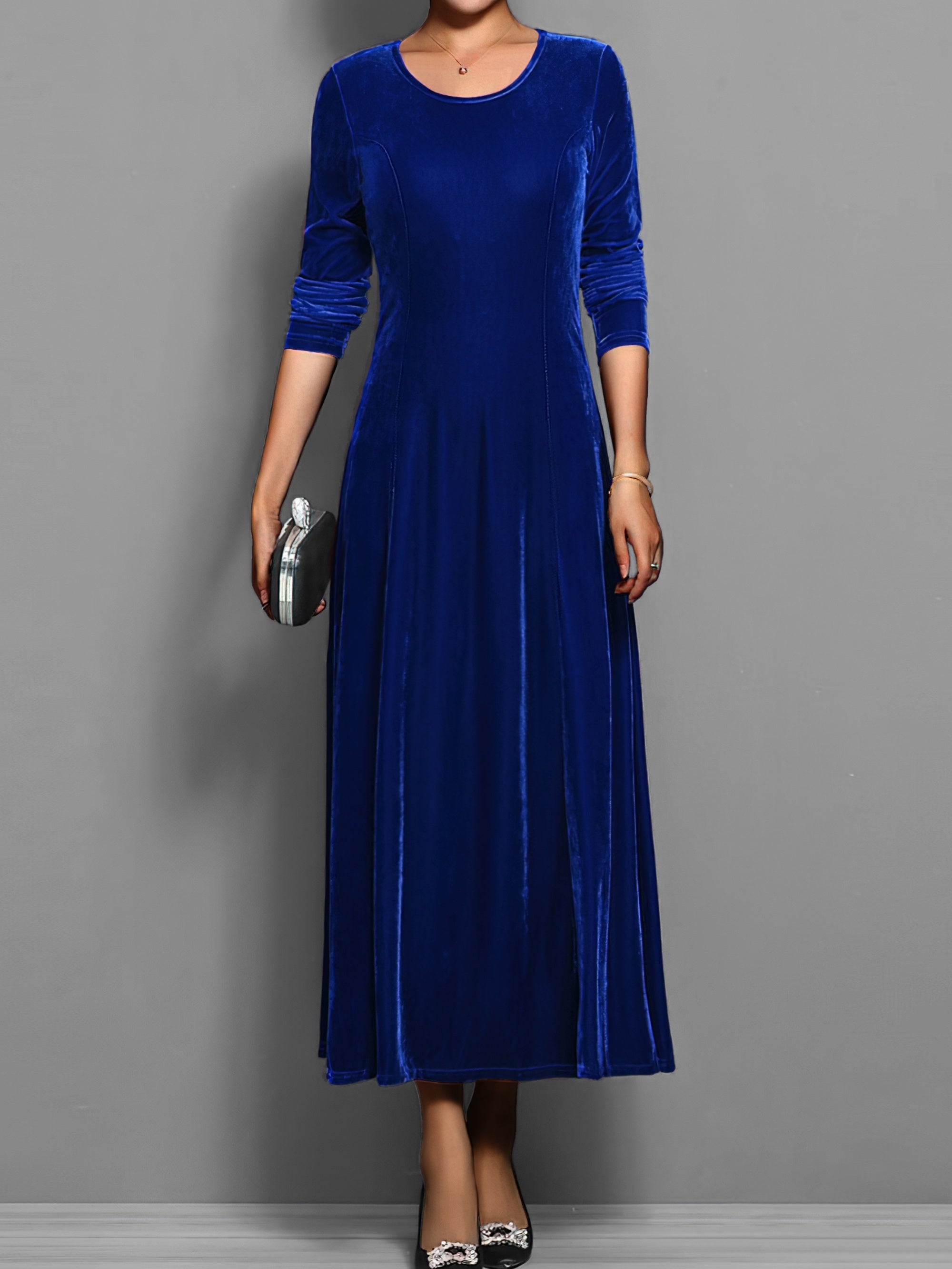 Delphine Round Neck Long Sleeve Maxi Dress