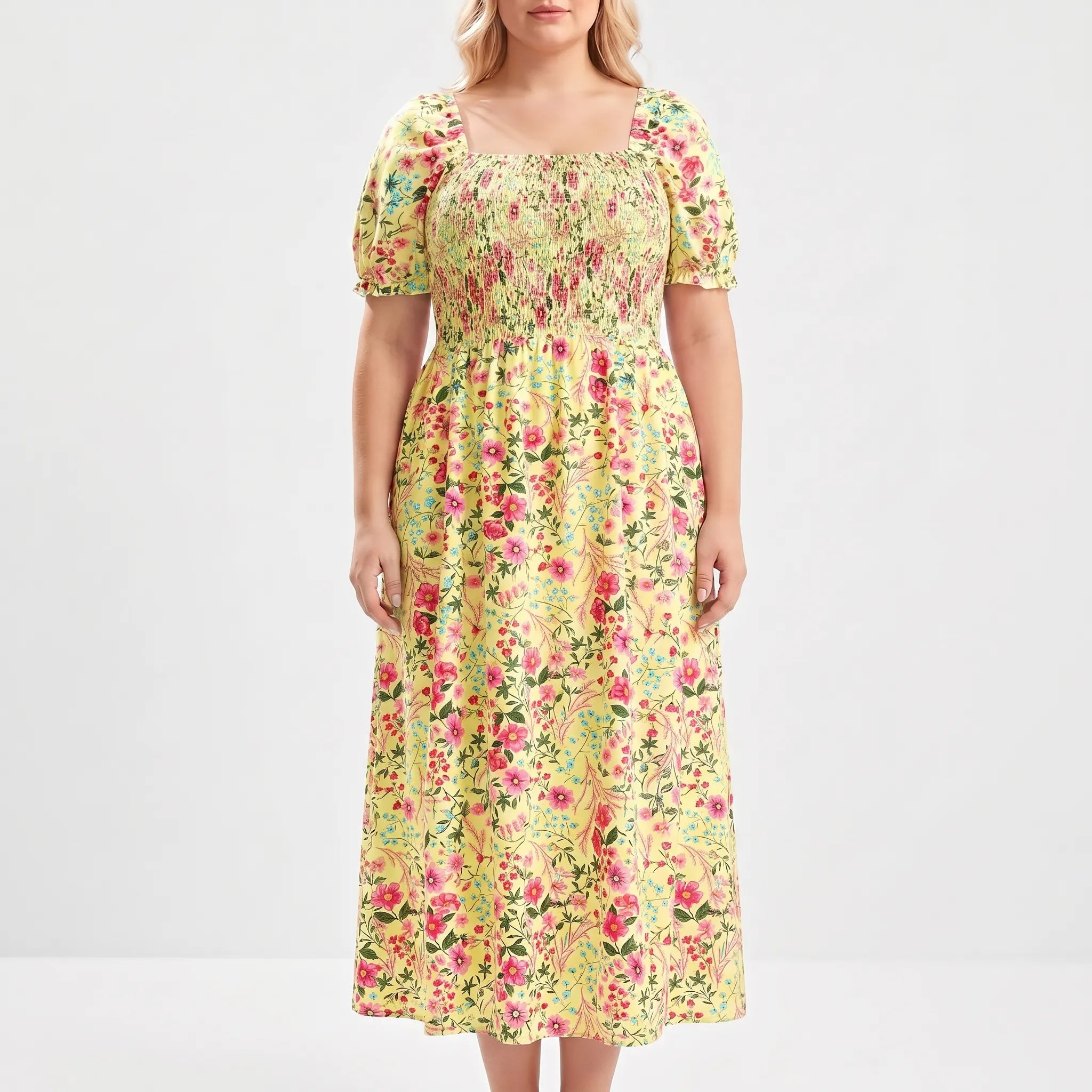 Rosalind Shirred Bodice Floral Maxi Dress