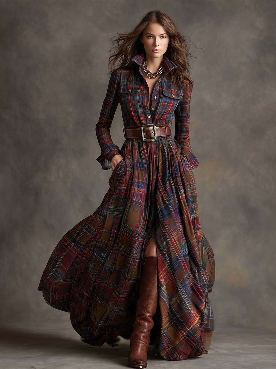 Belmont Plaid Long Sleeve Maxi Shirt Dress