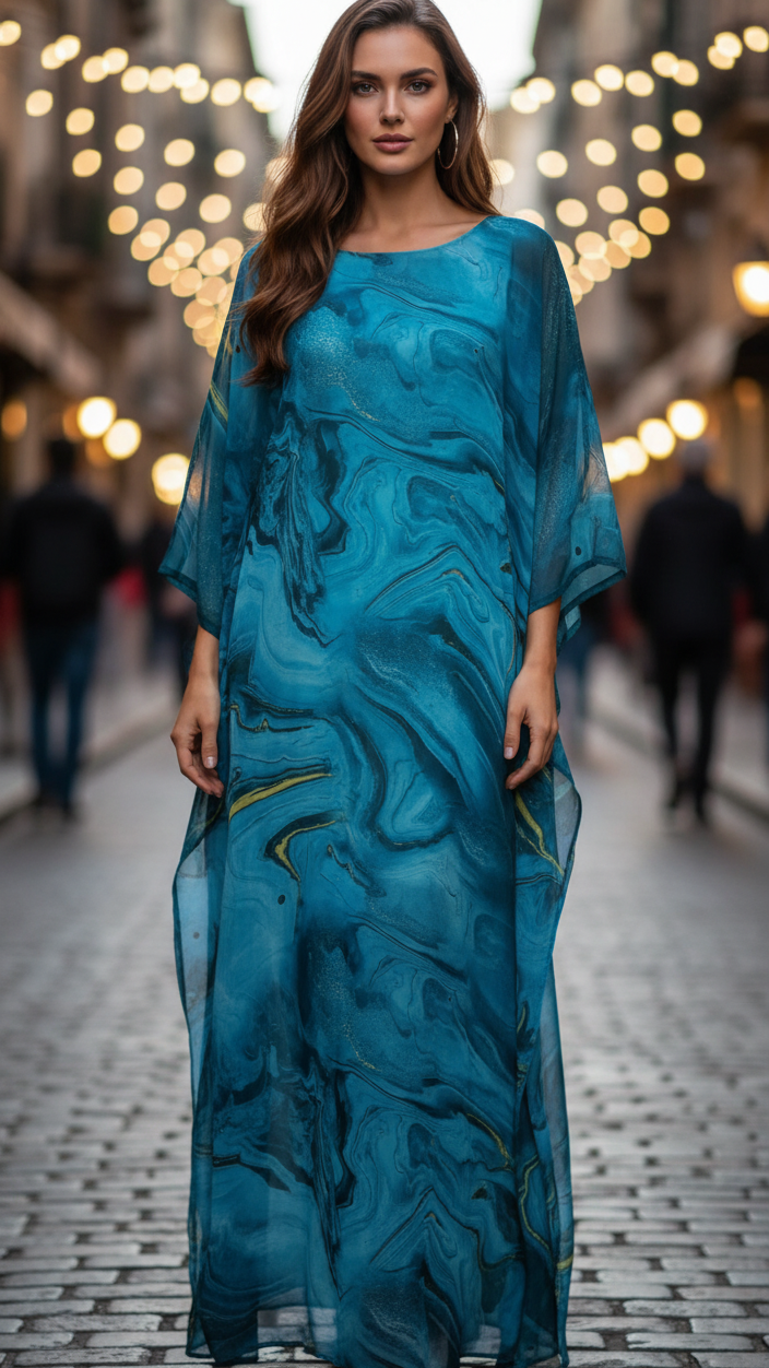 Solenne Batwing Kaftan Maxi Dress