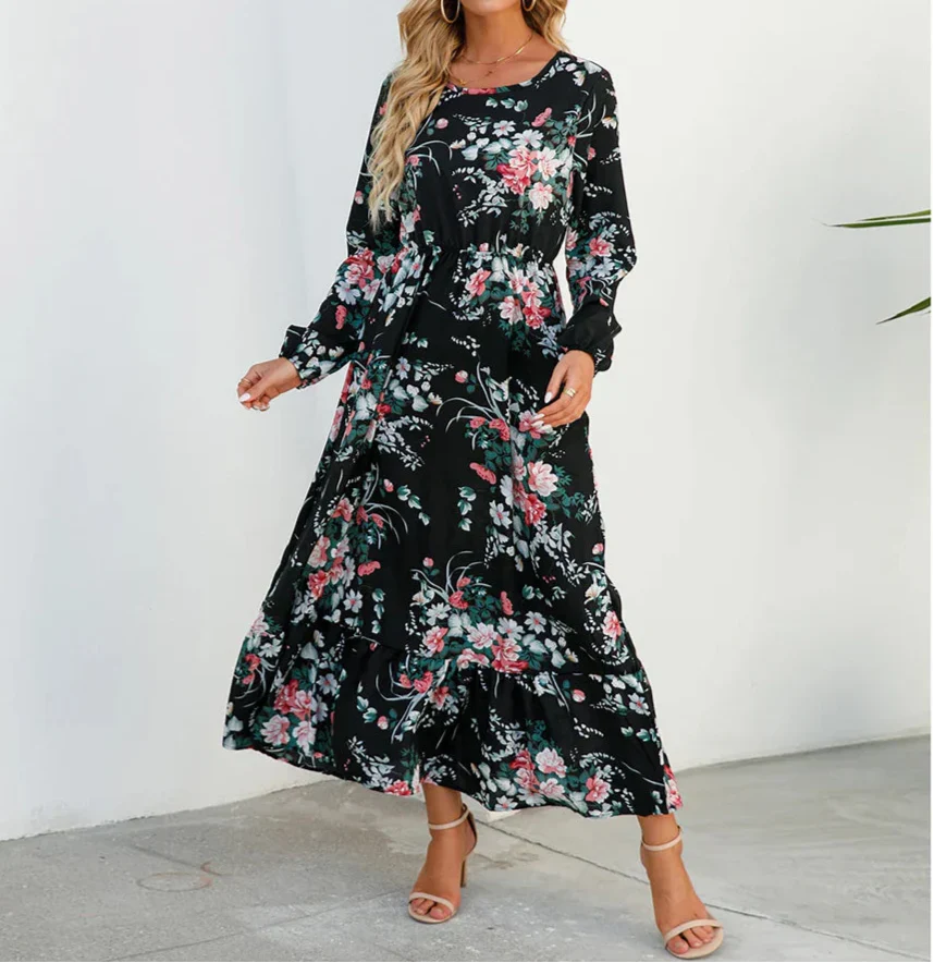 Rosette Women's Floral Long Sleeve Maxi Dress